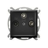 OSPEL - GNIAZDO RTV-SAT Z DWOMA WYJŚCIAMI SAT CZARNY METALIK ARIA. - GPA-U2S/m/33