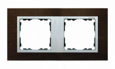 KONTAKT SIMON - Ramka 2-krotna Nature-drewno, Wenge / pierścień aluminium mat - 82927-65
