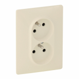 LEGRAND - GNIAZDO PODWÓJNE Z UZIEMIENIEM 2X2P+Z ZACISKI AUTOMATYCZNE KOMPLETNE 16A 250V KREMOWY VALENA LIFE - 753287