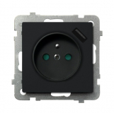 OSPEL - GNIAZDO POJEDYNCZE 2P+Z Z UZIEMIENIEM Z ŁADOWARKĄ USB 5V/2.1A  CZARNY METALIK SONATA - GP-1RZPUSB/m/33