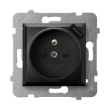 OSPEL - GNIAZDO POJEDYNCZE Z UZIEMIENIEM 2P+Z Z PRZESŁONAMI ZACISKI AUTOMATYCZNE Z ŁADOWARKĄ USB 16A/230 USB 5V/2.1A IP20 CZARNY METALIK ARIA - GP-1UZPUSB/m/33