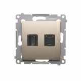 KONTAKT SIMON - Gniazdo HDMI + RJ45 kat.6. (moduł); złoty mat - DGHRJ45.01/44