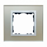 KONTAKT SIMON - Ramka 1-krotna Nature-szkło, Srebrna / pierścień aluminium mat - 82917-62