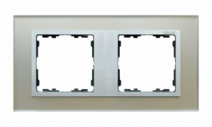 KONTAKT SIMON - Ramka 2-krotna Nature-szkło, Srebrna / pierścień aluminium mat - 82927-62