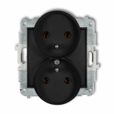 KARLIK - GNIAZDO PODWÓJNE Z UZIEMIENIEM 2x(2P+Z) CZARNY MAT MINI - 12MGPR-2z