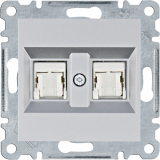HAGER - GNIAZDO KOMPUTEROWE PODWÓJNE 2XRJ45 KAT. 5E UTP SREBRNY LUMINA INTENSE - WL2122