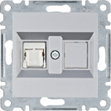 HAGER - lumina Gniazdo komputerowe pojedyczne RJ45 kat.6 UTP, srebrny - WL2152
