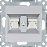 HAGER - lumina Gniazdo komputerowe podwójne RJ45 kat.6 UTP, srebrny - WL2162