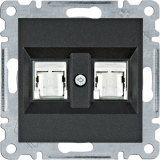 HAGER - lumina Gniazdo komputerowe podwójne RJ45 kat.6 UTP, czarny - WL2163