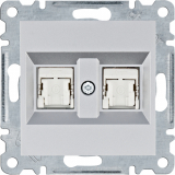 HAGER - lumina Gniazdo komputerowe podwójne RJ45 kat.6 FTP, srebrny - WL2182