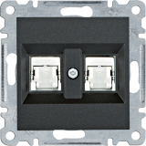HAGER - lumina Gniazdo komputerowe podwójne RJ45 kat.6 FTP, czarny - WL2183