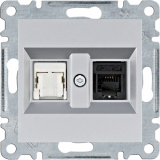 HAGER - lumina Gniazdo RJ11/12 + RJ45, srebrny - WL2212
