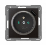 OSPEL - GNIAZDO POJEDYNCZE Z UZIEMIENIEM 2P+Z Z PRZESŁONAMI ZACISKI AUTOMATYCZNE Z ŁADOWARKĄ USB 16A/230 USB 5V/2.1A IP20 ANTRACYT IMPRESJA - GP-1YZPUSB/m/50
