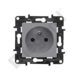 LEGRAND - GNIAZDO POJEDYNCZE Z UZIEMIENIEM 2P+Z Z PRZESŁONĄ ZACISKI AUTOMATYCZNE 16A 230V STALOWY NILOE STEP - 863433