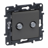 LEGRAND - GNIAZDO PODWÓJNE 2XTV TYP F KOŃCOWE TYPU GWIAZDA 1.5DB STALOWY NILOE STEP - 863476
