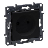LEGRAND - GNIAZDO POJEDYNCZE BEZ UZIEMIENIA 2P Z PRZESŁONĄ ZACISKI ŚRUBOWE 16A 230V CZARNY NILOE STEP - 863519