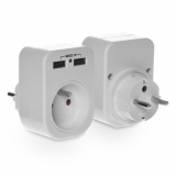 PLASTROL - Gniazdo z uziemieniem 1P+Z, 10A, 250V~, 2xUSB 2.1A - R-1USB