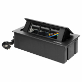 ORNO - NOEN Kaseta meblowa wpuszczana w blat ze zintegrowaną ramką PCV na gniazda modułowe 3 x 45x45mm lub 6 x 22,5x45mm, przewód 1,5m, czarne - OR-GM-9010/B