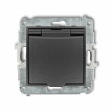 KARLIK - MINI Mechanizm gniazda bryzgoszczelnego z uziemieniem 2P+Z (klapka grafit (przesłony torów prądowych - 11MGPB-1zp
