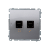 KONTAKT SIMON - Gniazdo komputerowe RJ45 kat.5e + telefoniczne RJ11 (moduł). Montaż gniazda na wkręty do puszki; stal inox - BMF5T.02/21