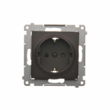 KONTAKT SIMON - Gniazdo Schuko z przesłonami (moduł) 16A, 250V~, szybkozłącza; brąz mat - DGSz1CZ.01/46