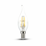 V-TAC - VT-264 4W CF37 Żarówka LED Filament / Klosz Transparentny / Chip SAMSUNG / Barwa:2700K / Trzonek:E14 - 275