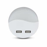 V-TAC - VT-84 LED Mini lampka nocna z ładowarką USB / Chip SAMSUNG / Barwa:3000K / Okrągły - 505