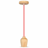 V-TAC - VT-7778 Lampa wisząca / Drewno / Czerwony przewód - 3723