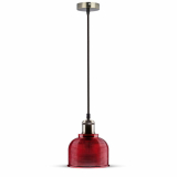 V-TAC - VT-7150 Lampa wisząca / Klosz: Czerwone szkło / zwis 150 cm - 3731