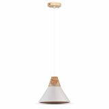 V-TAC - VT-7425 Lampa wisząca / Klosz: Aluminium / Drewno + Biały - 3756
