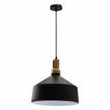 V-TAC - VT-7545 Lampa wisząca / Klosz: Stalowy z elementem drewna / Czarny - 3766