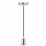 V-TAC -  Lampa wisząca / oprawka chrom + przewód Brązowy - 3784
