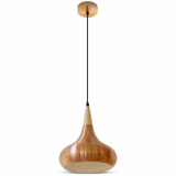 V-TAC - VT-7340 Lampa wisząca / Klosz: Metal + Drewno / Mosiądz - 3817