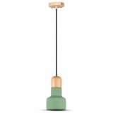 V-TAC - VT-7125 Lampa Wisząca / Beton + Drewno / Zielony / Średnica: 125 - 3856
