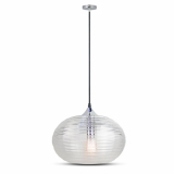 V-TAC - VT-7350 Lampa Wisząca / Klosz: Podwójne szkło karbowane / Transparętny / Średnica: 330 - 3879