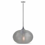 V-TAC - VT-7350 Lampa Wisząca / Klosz: Podwójne szkło karbowane / Dymny / Średnica: 350 - 3880