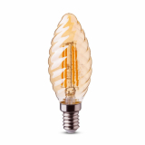 V-TAC - VT-1948 4W C35 Żarówka LED Filament / Klosz: Bursztynowy kręcony / Barwa:2200K / Trzonek:E14 - 7115