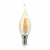 V-TAC - VT-1947 4W C35 Żarówka LED Filament / Klosz: Bursztynowy kręcony płomyk / Barwa:2200K / Trzonek:E14 - 7116