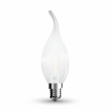 V-TAC - VT-2056D 4W C35 Żarówka LED Filament / Klosz: Mleczny plomień / Ściemnialna / Barwa:2700K / Trzonek:E14 - 7177