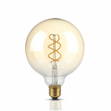 V-TAC - VT-2085D 5W Żarówka LED G125 Filament / Barwa:2200K / Klosz Bursztynowy / Trzonek:E27 - 7415