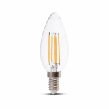 V-TAC - VT-2127 6W C35 Żarówka LED Filament / Klosz Transparentny / Barwa:2700K / Trzonek:E14 - 7423