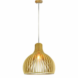 V-TAC - VT-3450 Lampa wisząca / Klosz drewno z chromowanymi dekoracjami / Średnica: 450 - 40501