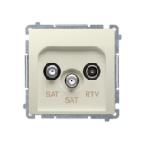 KONTAKT SIMON - Gniazdo antenowe satelitarne podwójne końcowe SAT-SAT-RTV, (moduł). 2xwejście: SAT: 5–2400 MHz, RTV: 5–862 MHz; beż - BMZAR+SAT3.1-P2.01/12
