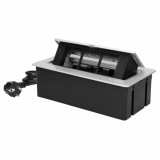 ORNO - NOEN Kaseta meblowa wpuszczana w blat ze zintegrowaną ramką PCV na gniazda modułowe 3 x 45x45mm lub 6 x 22,5x45mm, przewód 1,5m, srebrne - OR-GM-9010/G