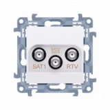 KONTAKT SIMON - GNIAZDO ANTENOWE SATELITARNE PODWÓJNE SAT-SAT-RTV 1X WEJŚCIE 5 MHZ-2,4 GHZ BIAŁY SIMON 10 - CASK2F.01/11