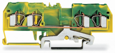 WAGO - ZŁĄCZKA PE 4-PRZEWODOWA 4 MM2 ŻÓŁTO-ZIELONA. - 281-657