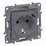 LEGRAND - NILOE SELECTION - GNIAZDO 2P+Z PŁASKIE 16 A - 250 V~ + USB TYP C W PLAKIETCE (Z PRZESŁONĄ, ZACISKI AUTOMATYCZNE) STAL - 762396