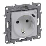 LEGRAND - GNIAZDO POJEDYNCZE Z UZIEMIENIEM 2P+Z PŁASKIE+USB TYP C W PLAKIETCE Z PRZESŁONAMI ZACISKI AUTOMATYCZNE 16A 250V PERŁOWY NILOE SELECTION - 762496
