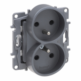 LEGRAND - NILOE SELECTION - GNIAZDO 2 X 2P+Z DO RAMEK WIELOKROTNYCH (Z PRZESŁONĄ, ZACISKI ŚRUBOWE) STAL - 762342