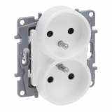 LEGRAND - GNIAZDO PODWÓJNE Z UZMIENIEM 2X2P+Z DO RAMEK WIELOKROTNYCH Z PRZESŁONĄ ZACISKI ŚRUBOWE PERŁOWY NILOE SELECTION - 762442
